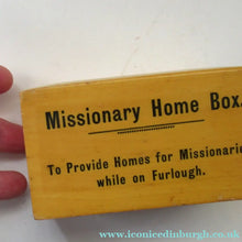 Load image into Gallery viewer, Strangely Topical. Vintage MISSIONARY Fruitwood Collection Box - Vintage Money Box
