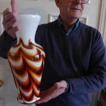 Load image into Gallery viewer, Italian V.B Opaline ZEBRA Stripe Glass Vase. 13 3/4 inches in height
