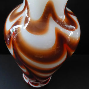 Italian V.B Opaline ZEBRA Stripe Glass Vase. 13 3/4 inches in height