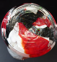 Load image into Gallery viewer, ITALIAN 1960s Glass Vase. Hand Blown with Mottled White Body and Red and Black Striped Inclusions
