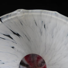 Load image into Gallery viewer, ITALIAN 1960s Glass Vase. Hand Blown with Mottled White Body and Red and Black Striped Inclusions
