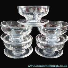 Load image into Gallery viewer, STUART CRYSTAL Woodchester FIVE Matching Sundae Dishes or Bowls. Excellent Condition with Shorter Stem and Flared Foot Section 

