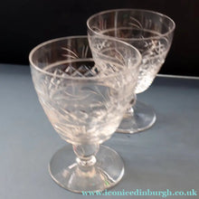 Load image into Gallery viewer, A/ Pair of STUART CRYSTAL IMPERIAL Pattern Large Wine Glasses or Water Goblets. Height: 4 3/4 inches
