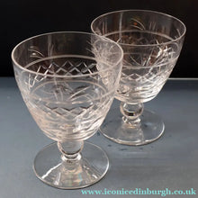 Load image into Gallery viewer, A/ Pair of STUART CRYSTAL IMPERIAL Pattern Large Wine Glasses or Water Goblets. Height: 4 3/4 inches
