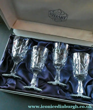 Load image into Gallery viewer, Boxed Set of Four Richmond Pattern Red Wine Stuart Crystal Glasses 6 1/2 inches
