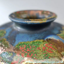 Load image into Gallery viewer, STUDIO POTTERY. Collectable 1980s Squat Vase with Stunning Lustre Glazes by Tony Laverick (b.1961). SIGNED
