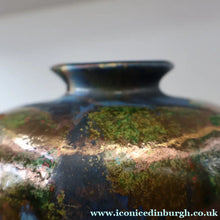 Load image into Gallery viewer, STUDIO POTTERY. Collectable 1980s Squat Vase with Stunning Lustre Glazes by Tony Laverick (b.1961). SIGNED
