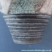 Load image into Gallery viewer, STUDIO POTTERY. David Howard Jones (b. 1953). 1980s Raku Vase with Crackle Glaze and Abstract Decoration
