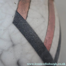 Load image into Gallery viewer, STUDIO POTTERY. David Howard Jones (b. 1953). 1980s Raku Vase with Crackle Glaze and Abstract Decoration
