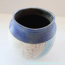 Load image into Gallery viewer, STUDIO POTTERY. David Howard Jones (b. 1953). 1980s Raku Vase with Crackle Glaze and Abstract Decoration
