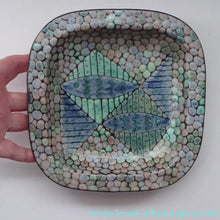 Load image into Gallery viewer, STUDIO POTTERY Heavy Dish or Platter with Strange Fish Design. The Decoration is all made of dots to resemble shagreen.
