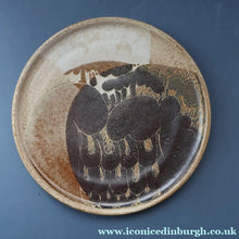 Load image into Gallery viewer, STUDIO POTTERY. Large Plate or Platter with Abstract Floral Motifs. Crich Pottery (Diana Worthy). 10 1/2 inches diameter
