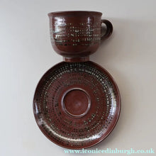 Load image into Gallery viewer, STUDIO POTTERY. Treacle Glaze Cup and Saucer by David Lloyd Jones (1928-1994)
