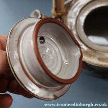 Load image into Gallery viewer, STUDIO POTTERY. Vintage 1960s Teapot with Sunflower Pattern &amp; Cane Handle by Briglin Pottery
