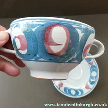Load image into Gallery viewer, ALDERMASTON Pottery Twin Handled Cup and Saucer by Edgar Campden
