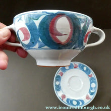 Load image into Gallery viewer, ALDERMASTON Pottery Twin Handled Cup and Saucer by Edgar Campden
