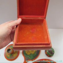 Load image into Gallery viewer, Art Nouveau Poker Work Dressing Table Set Nasturtium Flowers 1900ss
