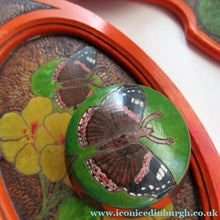 Load image into Gallery viewer, Art Nouveau Poker Work Dressing Table Set Nasturium Flowers 1900s
