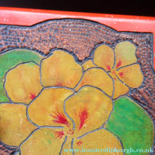 Load image into Gallery viewer, Art Nouveau Poker Work Dressing Table Set Nasturtium Flowers 1900ss
