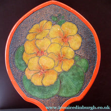 Load image into Gallery viewer, Art Nouveau Poker Work Dressing Table Set Nasturtium Flowers 1900ss
