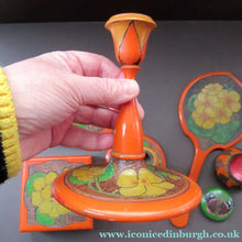 Load image into Gallery viewer, Art Nouveau Poker Work Dressing Table Set Nasturtium Flowers 1900ss
