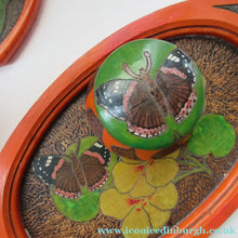 Load image into Gallery viewer, Art Nouveau Poker Work Dressing Table Set Nasturium Flowers 1900s
