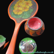 Load image into Gallery viewer, Art Nouveau Poker Work Dressing Table Set Nasturtium Flowers 1900ss

