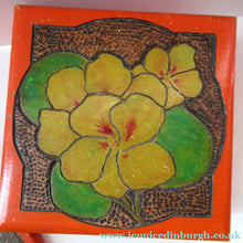 Load image into Gallery viewer, Art Nouveau Poker Work Dressing Table Set Nasturtium Flowers 1900ss
