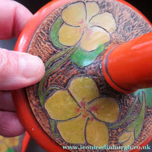 Load image into Gallery viewer, Art Nouveau Poker Work Dressing Table Set Nasturtium Flowers 1900ss
