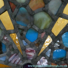 Load image into Gallery viewer, Stunning Large VICTORIAN / EDWARDIAN Antique Stained Glass Pendant Dome Shape Shade with Bronze Chains
