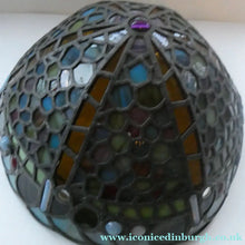 Load image into Gallery viewer, Stunning Large VICTORIAN / EDWARDIAN Antique Stained Glass Pendant Dome Shape Shade with Bronze Chains
