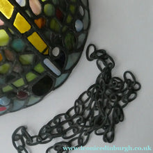 Load image into Gallery viewer, Stunning Large VICTORIAN / EDWARDIAN Antique Stained Glass Pendant Dome Shape Shade with Bronze Chains
