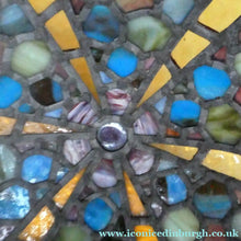 Load image into Gallery viewer, Stunning Large VICTORIAN / EDWARDIAN Antique Stained Glass Pendant Dome Shape Shade with Bronze Chains
