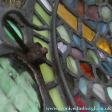 Load image into Gallery viewer, Stunning Large VICTORIAN / EDWARDIAN Antique Stained Glass Pendant Dome Shape Shade with Bronze Chains

