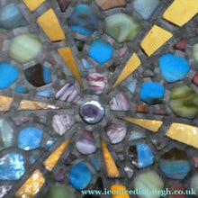Load image into Gallery viewer, Stunning Large VICTORIAN / EDWARDIAN Antique Stained Glass Pendant Dome Shape Shade with Bronze Chains
