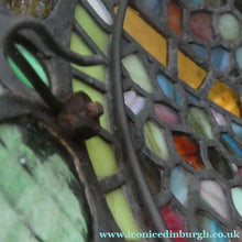 Load image into Gallery viewer, Stunning Large VICTORIAN / EDWARDIAN Antique Stained Glass Pendant Dome Shape Shade with Bronze Chains
