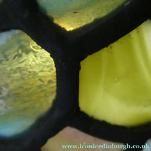 Load image into Gallery viewer, Stunning Large VICTORIAN / EDWARDIAN Antique Stained Glass Pendant Dome Shape Shade with Bronze Chains
