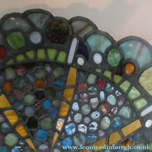 Load image into Gallery viewer, Stunning Large VICTORIAN / EDWARDIAN Antique Stained Glass Pendant Dome Shape Shade with Bronze Chains
