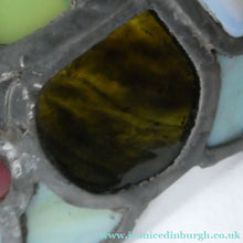 Load image into Gallery viewer, Stunning Large VICTORIAN / EDWARDIAN Antique Stained Glass Pendant Dome Shape Shade with Bronze Chains
