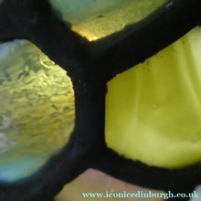 Load image into Gallery viewer, Stunning Large VICTORIAN / EDWARDIAN Antique Stained Glass Pendant Dome Shape Shade with Bronze Chains
