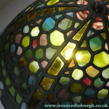 Load image into Gallery viewer, Stunning Large VICTORIAN / EDWARDIAN Antique Stained Glass Pendant Dome Shape Shade with Bronze Chains
