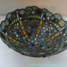 Load image into Gallery viewer, Stunning Large VICTORIAN / EDWARDIAN Antique Stained Glass Pendant Dome Shape Shade with Bronze Chains
