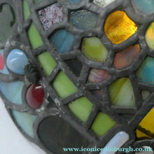 Load image into Gallery viewer, Stunning Large VICTORIAN / EDWARDIAN Antique Stained Glass Pendant Dome Shape Shade with Bronze Chains
