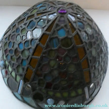 Load image into Gallery viewer, Stunning Large VICTORIAN / EDWARDIAN Antique Stained Glass Pendant Dome Shape Shade with Bronze Chains
