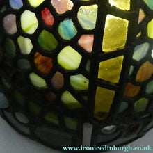 Load image into Gallery viewer, Stunning Large VICTORIAN / EDWARDIAN Antique Stained Glass Pendant Dome Shape Shade with Bronze Chains
