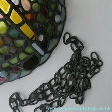 Load image into Gallery viewer, Stunning Large VICTORIAN / EDWARDIAN Antique Stained Glass Pendant Dome Shape Shade with Bronze Chains
