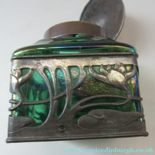 Load image into Gallery viewer, Antique 1900s Loetz Carl Stolzle Glass Inkwell Art Nouveau Waterlilies
