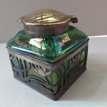 Load image into Gallery viewer, Antique 1900s Loetz Carl Stolzle Glass Inkwell Art Nouveau Waterlilies

