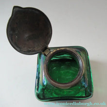 Load image into Gallery viewer, Antique 1900s Loetz Carl Stolzle Glass Inkwell Art Nouveau Waterlilies
