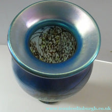 Load image into Gallery viewer, Tiffany Style Okra Glass Vase. Signed - Blue Glass with Cherry Blossom 
